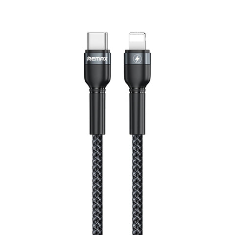 REMAX RC-171 Jany Series 1 m PD20W Câble de données rapide USB à 8 broches intégré dans la ligne d'aluminium, USB à 8 broches