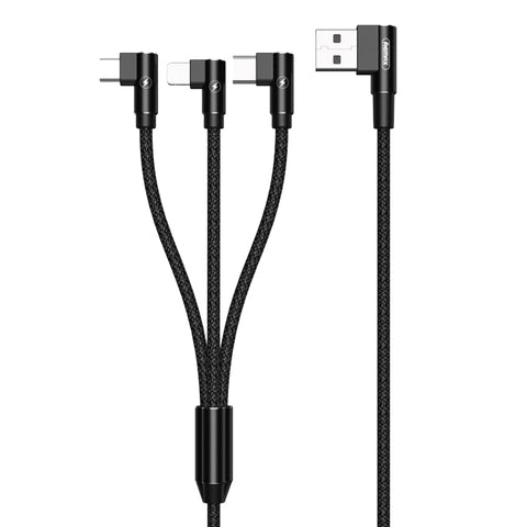 REMAX RC-167th 3 en 1 2.1A USB à 8 broches + USB-C / Type-C + câble de prise en charge de la série Gomito Micro USB, longueur de câble: 1 m