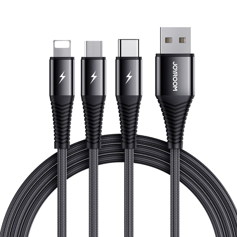 JOYROOM S-1230G4 3A 3 en 1 USB à 8 broches + Micro USB + Type-C / USB-C Prise de données rapide Longueur : 1,2 m
