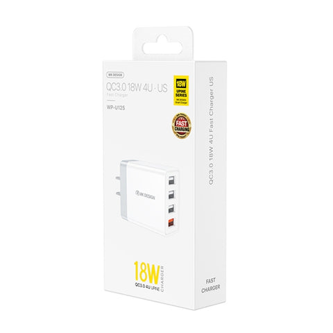 WK WP-U125 série Youpin 18W QC3.0 4 portes USB chargeur rapide de voyage, spina CN/spina USA, prise CN/prise US