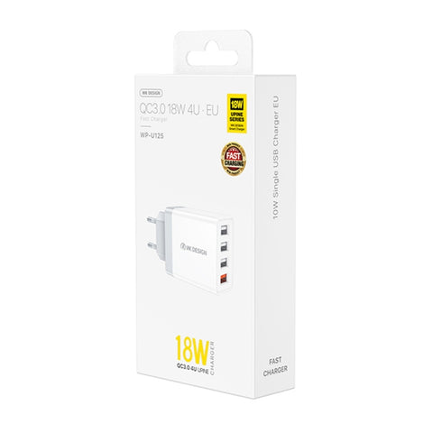 WK WP-U125 Youpin Series 18W QC3.0 4 portes USB chargeur rapide de voyage, prise ue, prise ue