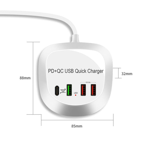 Chargeur USB rapide intelligent multifonction 4 en 1 WLX-T3P PD + QC, prise AU WLX-T3P, prise UE WLX-T3P, prise UK WLX-T3P, prise US WLX-T3P