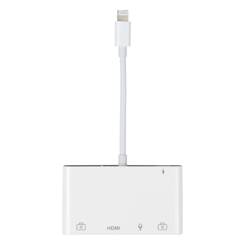 Adaptateur audio numérique AV 4 en 1 à 8 broches vers double USB + AUX 3,5 mm + HDMI OTG