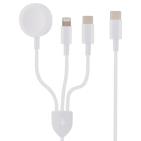 Câble de données pour batterie de voiture sans fil 3 en 1 par USB-C/Type-C à 8 broches + USB-C/Type-C + orologio magneto, longueur de câble : 1,2 m, 3 en 1