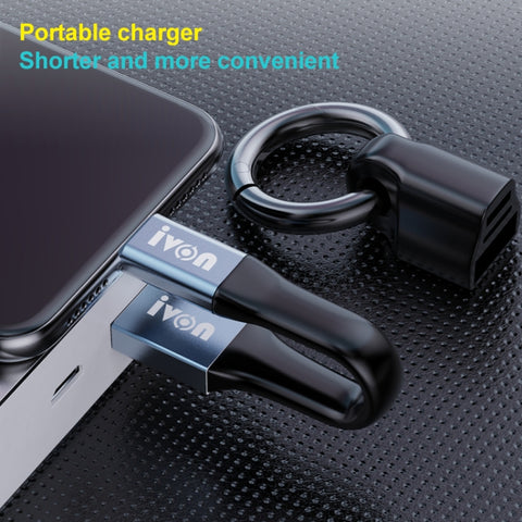 Ivon CA90 Câble de données portable USB à 8 broches de 2,4 A avec anneau, longueur: 14,5 cm, 8 broches