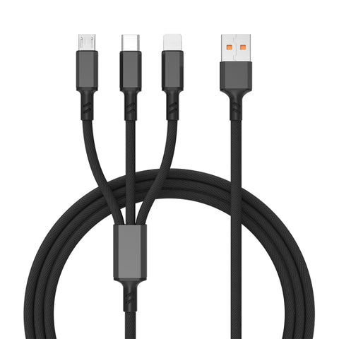Prise de courant rapide intégrée 3A 3 en 1 par USB de type C / 8 broches / Micro USB, longueur de prise : 1,2 m, prise blanche (noir), prise blanche assistée (bleu), prise blanche (rouge)