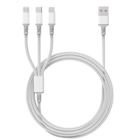Cavo di ricarica rapida da USB a tipo C / 8 broches / micro USB 3 A 3 en 1, longueur de cavo: 1,2 m, Blanc