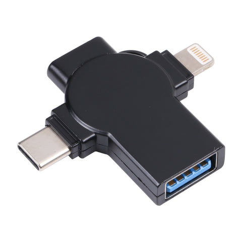 Adattatore OTG X09 4 in 1 da USB a doppia interfaccia 8 pin + USB-C/Type-C