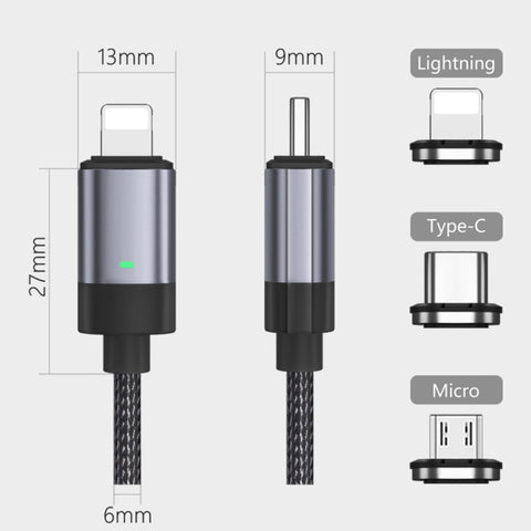 Cavo dati magnetico per la ricarica rapida da USB-C/Tipo-C a Micro USB da 15 W, stile: cavo da 1 m + testina magnetica, Micro USB