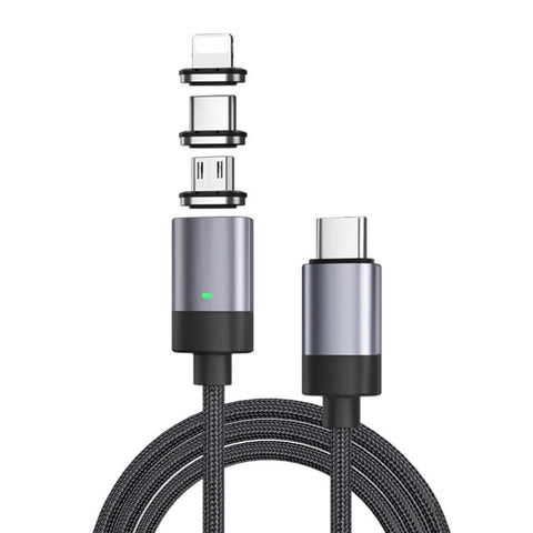 Cavo dati magnetico a ricarica rapida 3 in 1, stile: cavo da 1 m + 3 testine magnetiche, 3 in 1