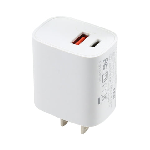 U087 Caricatore da viaggio a ricarica rapida USB-C/Type-C + porte USB da 20 W, presa americana, US Plug