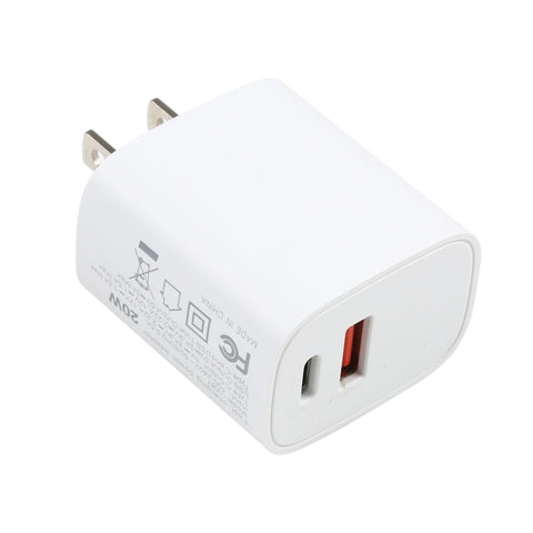 U087 Caricatore da viaggio a ricarica rapida USB-C/Type-C + porte USB da 20 W, presa americana, US Plug