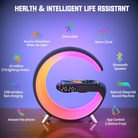 N69 Smart Bluetooth Speaker Supporta caricabatterie wireless, sveglia e luce ambientale, spina europea, EU Plug, N69 EU Plug