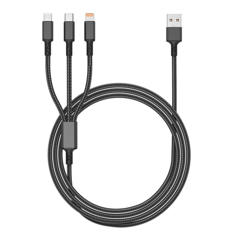 Spina arancione 3A 3 in 1 Cavo di ricarica rapida da USB a tipo C / 8 pin / Micro USB, lunghezza cavo: 1,2 m, Orange Plug (Red), Orange Plug (Silver), Orange Plug (Black), Orange Plug (Blue)