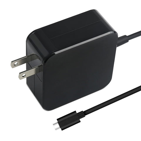 Caricabatterie portatile con adattatore di alimentazione USB-C/Type-C da 65 W per laptop con cavo di ricarica Type-C, presa americana, 65W US Plug /Black