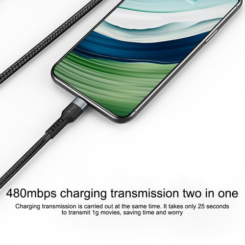 Ivon CA88 12W 2.4A Câble de données USB et Micro USB intégré en nylon pour prise rapide, Longueur de câble: 1 m, Micro USB