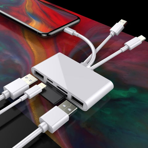 NK-1032 Pro 5 en 1 8 broches + type C / USB-C + USB + fiche TF + adaptateur pour lecteur de caméra multifonction fiche SD, NK-1032 Pro