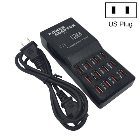 Caricatore intelligent de tavolo W-858 12A 12 portes USB Dock di Ricarica rapida AC100-240V, spina americana, prise US