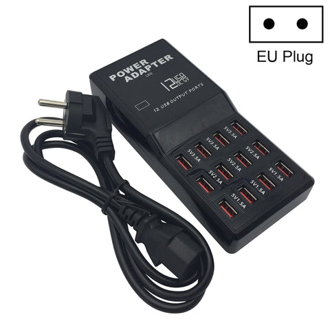 Caricatore intelligent de tavolo W-858 12A 12 portes Dock di Ricarica rapida USB AC100-240V, spina europea, prise ue