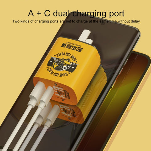 Caricabatterie da viaggio a ricarica rapida a doppia porta USB + TypeC / USB-C ROCK T42 PD da 20 W, presa americana, Caricabatterie