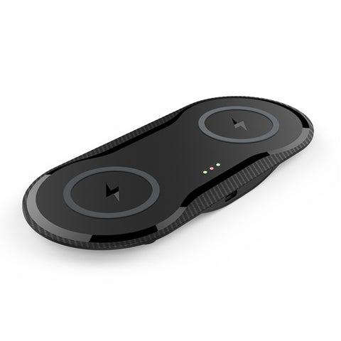 Base di ricarica rapida per doppio telefono cellulare wireless da 10 W 5 V / 9 V per tutti i telefoni cellulari standard QI