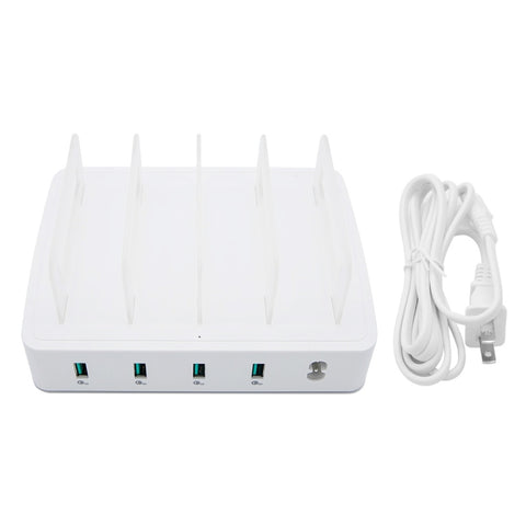 Caricabatterie intelligente USB Dock di ricarica rapida 659Q 80W 4 porte QC3.0 con supporto per telefono e tablet, presa americana