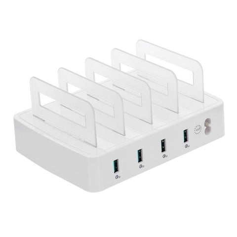 Caricabatterie intelligente USB Dock di ricarica rapida 659Q 80W 4 porte QC3.0 con supporto per telefono e tablet, presa americana
