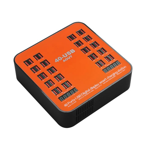 WLX-840 Station de lecture intelligente avec affichage numérique USB de 200 W 40 portes AC100-240 V, spina americana (noir + orange), prise US