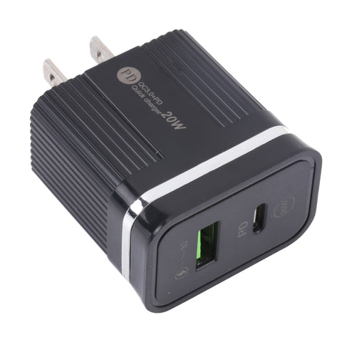 46-A2C2 Caricabatterie rapido multifunzione USB PD da 20 W + QC3.0, presa americana, spina USA