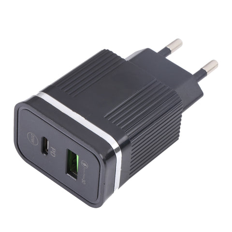 Caricabatterie rapido multifunzione USB 46-A2C2 PD da 20 W + QC3.0, spina UE, EU Plug