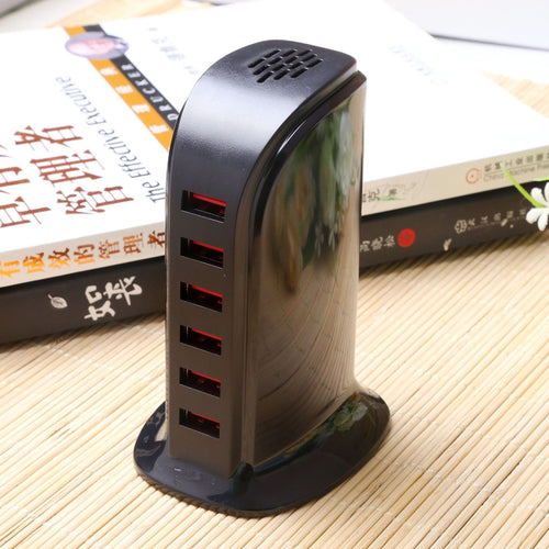 30W 6-Port USB Fast Charging Dock - Smart Charger AC100-240V