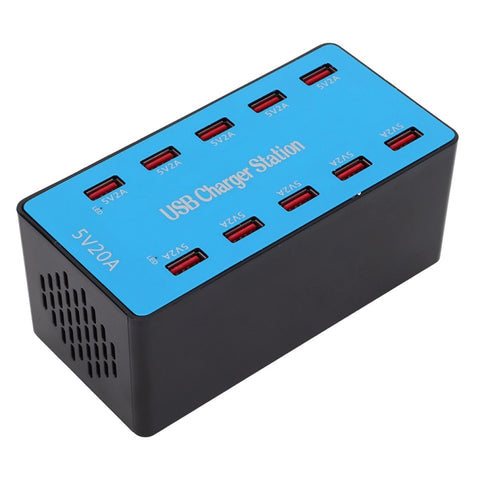 Stazione di ricarica intelligente USB A5B da 100 W e 10 porte con indicatore luminoso, presa americana, 100W
