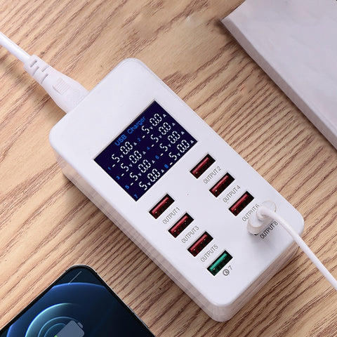 Stazione di ricarica intelligente A8 40W 8 porte USB + QC3.0 con display digitale AC100-240V, spina AU, A8 AU Plug