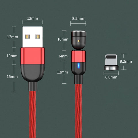 Câble de synchronisation de données magnétique rotatif de 2 m 3 A avec prise USB à 8 broches de 540 degrés, 2 m 8 broches
