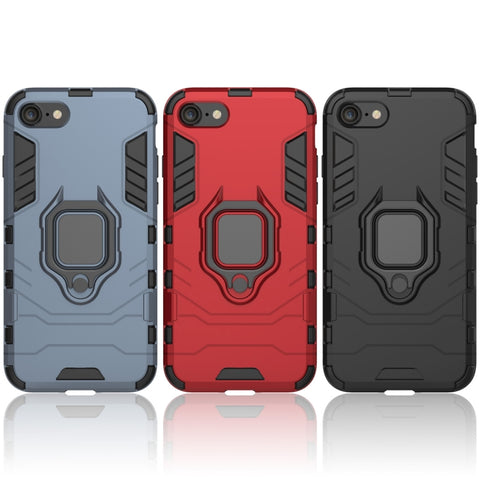 Custodia protettiva antiurto in PC + TPU per iPhone 8 Plus e 7 Plus, con supporto ad anello magnetico, For 8P & 7P