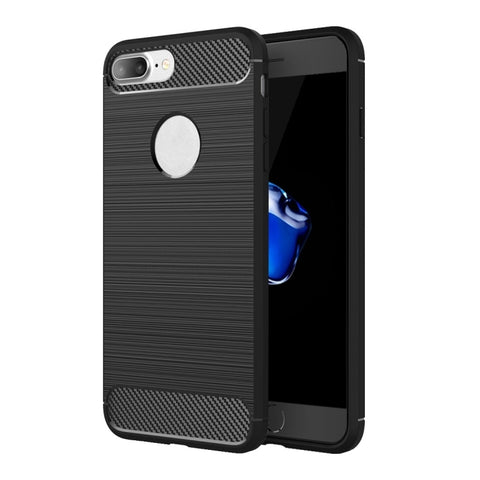Per iPhone 8 Plus Custodia protettiva robusta per armatura in fibra di TPU con trama spazzolata, For iPhone 8 Plus