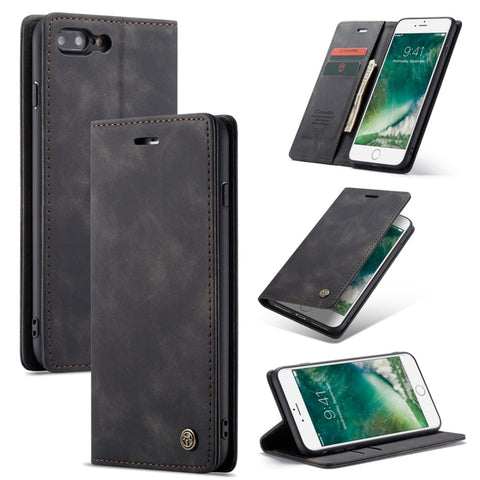 CaseMe-013 Custodia in pelle multifunzionale retro satinata con chiusura orizzontale per iPhone 7 Plus / 8 Plus, con slot per carte, supporto e portafoglio, For iPhone 7 Plus / 8 Plus