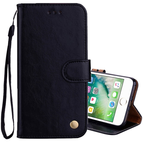 Pour iPhone 8 Plus et 7 Plus Étui en peau avec lame orizzontale avec texture en céramique de style business avec support, emplacement pour carte et portafoglio, Pour 8P et 7P, Pour iPhone 8P et 7P