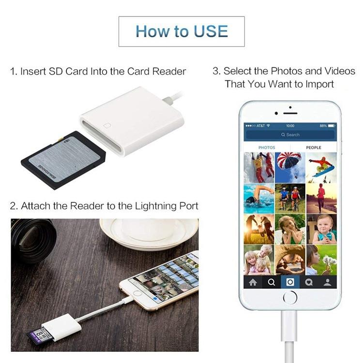 8-Pin SD Card Camera Reader Adapter for Easy Photo Transfers