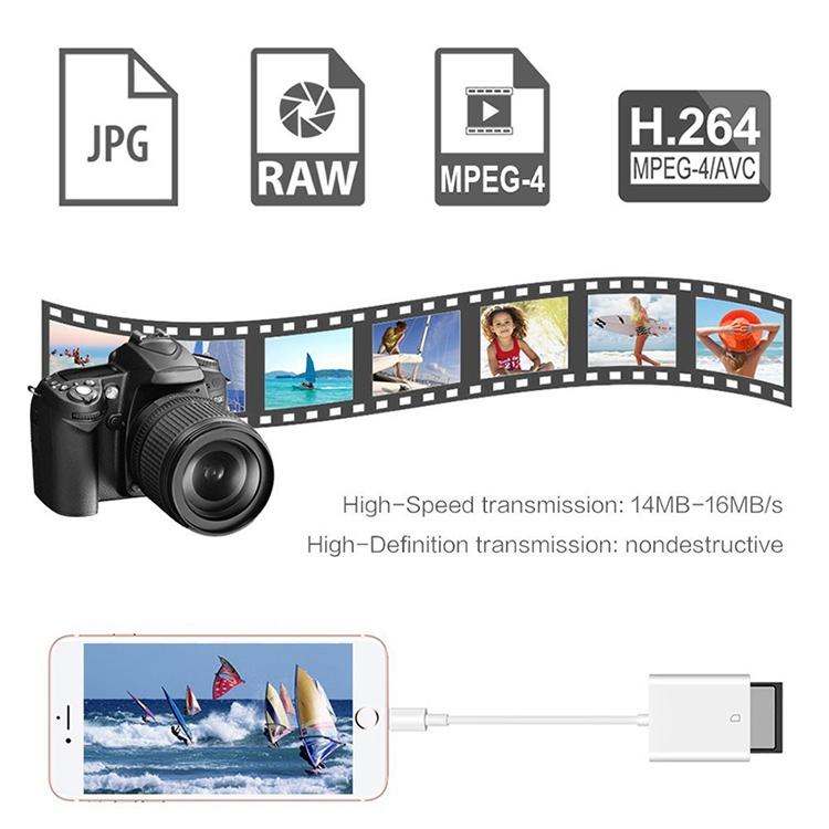 8-Pin SD Card Camera Reader Adapter for Easy Photo Transfers