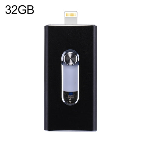 RQW-02 Unità flash USB 2.0 e 8 pin e micro USB 3 in 1 da 32 GB, RQW-02 Nero