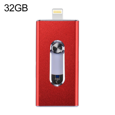 RQW-02 Unità flash USB 2.0 e 8 pin e micro USB 3 in 1 da 32 GB, RQW-02 Red