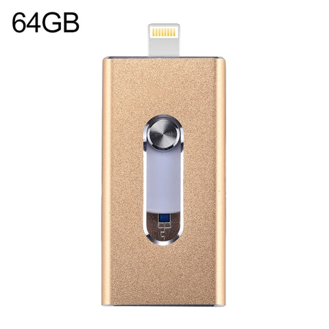 RQW-02 Unità flash USB 2.0 e 8 pin e micro USB 3 in 1 da 64 GB, RQW-02 Gold