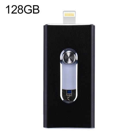 RQW-02 Unità flash USB 2.0 e 8 pin e micro USB 3 in 1 da 128 GB, RQW-02 Black