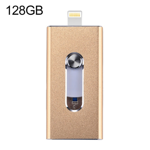 RQW-02 Unità flash USB 2.0 e 8 pin e micro USB 3 in 1 da 128 GB, RQW-02 Gold