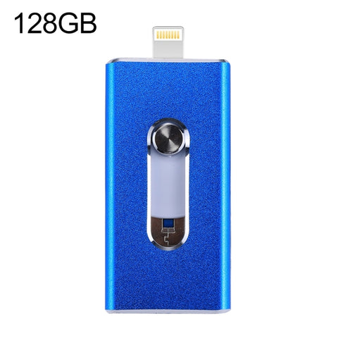 RQW-02 Unità flash USB 2.0 e 8 pin e micro USB 3 in 1 da 128 GB, RQW-02 Blue