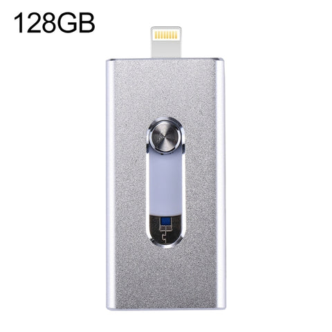 RQW-02 Unità flash USB 2.0 e 8 pin e micro USB 3 in 1 da 128 GB, RQW-02 Silver