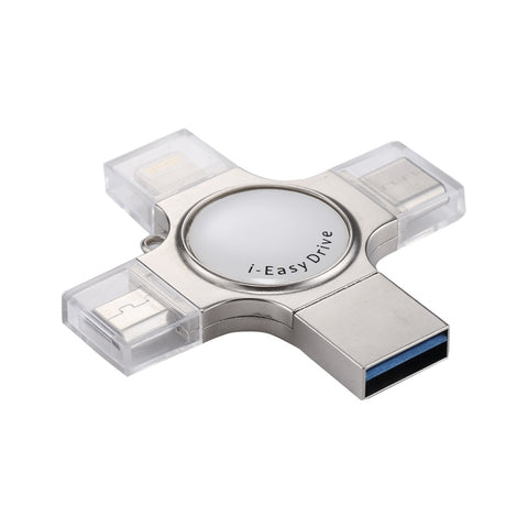 Unité flash RQW-11S 4 en 1 USB 2.0 et 8 broches et micro USB et USB-C/Type-C de 128 Go, RQW-11S