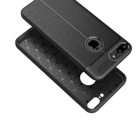 Pour iPhone 8 Plus et 7 Plus Housse de protection en TPU avec texture Litchi, pour 8P et 7P