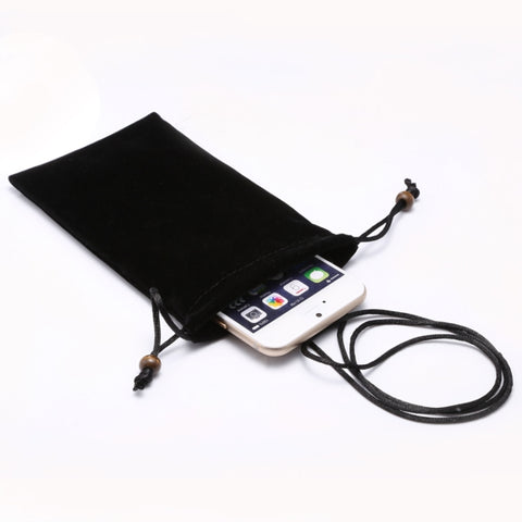 Borsa da trasporto universale in tessuto floccato di cotone da 6,9 pollici con cordino per iPhone 8 Plus, Galaxy S10+, Huawei Mate 20X, Xiaomi Max